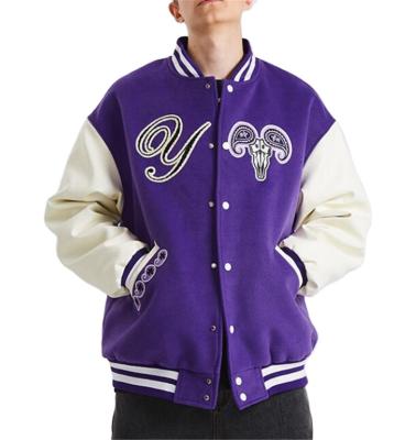 China Custom Made Viable Hot Sale Mens Softball Jacket Body With Wool And Sleeve With Leather Letterman Jacket for sale