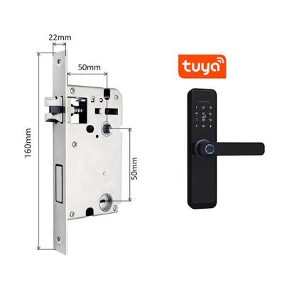 China Smart Home Tuya APP WiFi Remote Fingerprint Door Handle Biometric Smart Keyless Lock or Aluminum Alloy TTLock for Airbnb, Office, Bedroom for sale