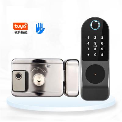 China Popular Tuya Door ttlock App Lock Wood Electromechanical Outdoor Cylinder Security Fingerprint Smart Door Lock for sale