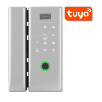 China tuya manual fingerprint pin code digital card zinc alloy open sliding glass door lock with ttlock for sale