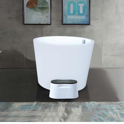 China BALISI Acrylic 950mm Thick Mini Freestanding Portable Round Design With Chair Bathroom Indoor Small Bathtub for sale