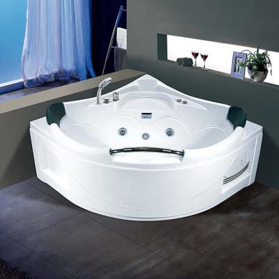 China BALISI Soft Corner With Handle Cheap Price Indoor Spa Bathroom Triangle Whirlpool Massage Bathtub 2 Person for sale