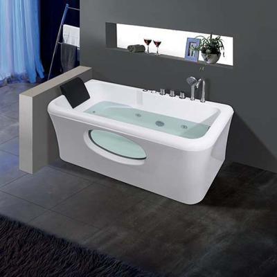 China High Quality Freestanding BALISI With Art Design 1.7 Meter White Acrylic Massage Bathtub With Pillow For Adults for sale