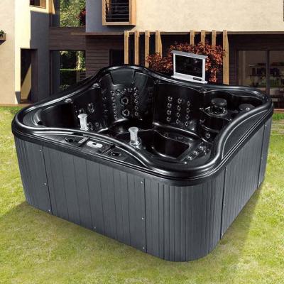 China BALISI 7 Free Person Outdoor Whirlpool With Black Color Large Massage Jet Large Size Spa Tubs With TV Large Hot Tub Bathtub for sale