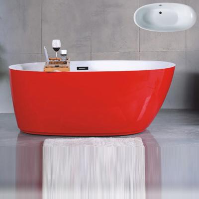 China BALISI New Freestanding Design 1.8 Meter Red Acrylic Durable Adult Bathtub With Thin Oval Edge Design for sale