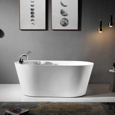 China BALISI 1.7 meter oval white acrylic freestanding adult indoor bathtub with slim edge design with faucet stand for sale