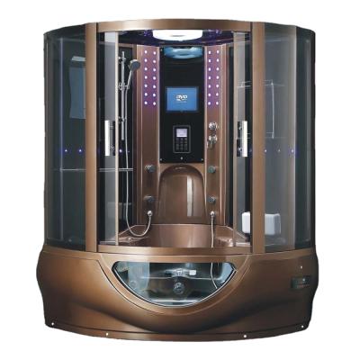 China With Transom Windows BALISI With CE Gold Coffee Color Enclosed 1.5 Meter Shower 2 Person Wet Steam Bath for sale