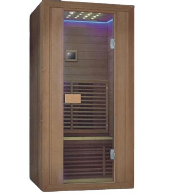 China Factory Wholesale Far Infrared Computer Control Panel BALISI Single Bachelor with Glass Door for Hotel Club Sauna Dry Room for 1 People Wooden Sauna Room for sale