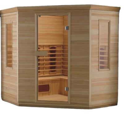 China Computer Control Panel BALISI 180cm Triangle 4 Person Computer Control Corner Far Infrared Dry Sauna Room By Cedar Wood for sale