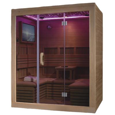 China Computer Control Panel BALISI Indoor Infrared 3-5 Person Solid Wood For Home Use Far Infrared Steam Sauna Dry Room for sale