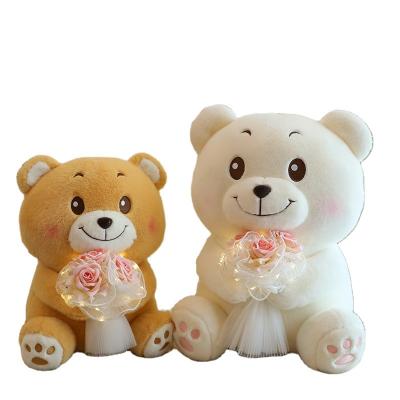 China Plush plug rose light bear doll Valentine's Day confession gift bouquet Rose Bear doll decoration gift shop purchase for sale