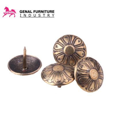 China Custom design indoor furniture fittings sofa chair backrest brass decorative nail head for sale