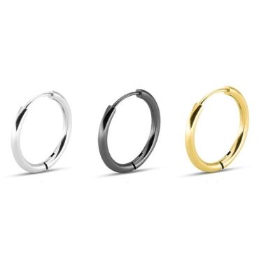 China 316L TRENDY 18k Stainless Steel Plated Gold Hoop Earrings Small Huggie Women Men Black Silver Circle Earrings Jewelry for sale