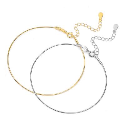 China High Quality Vintage Gold Jewelry Plated Chain Silver 925 Sterling Women Bangle Bracelet For DIY Jewelry Making for sale