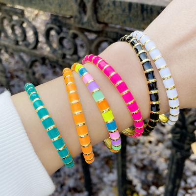 China Vintage Wholesale Trendy Boho Gold Plated Brass Bangles Jewelry Bangles & Enamel bracelets for women for sale