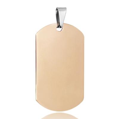 China Jewelry Making Custom Rose Gold Plated Silver Gold Stainless Steel Tags Blank Rectangle Pendant For Engraving DIY Necklace Jewelry Making for sale