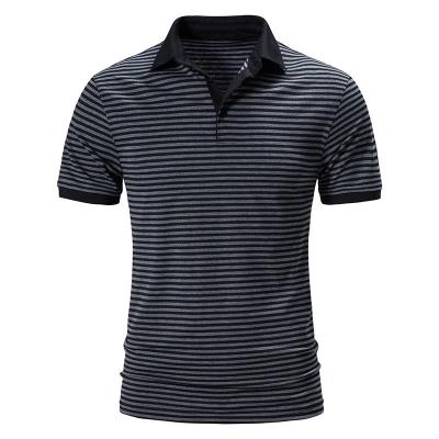 China Men's Training Shorts Sleeve Lapel Classic Classic Casual Sporty Stripe POLO Shirt QUICK DRY for sale