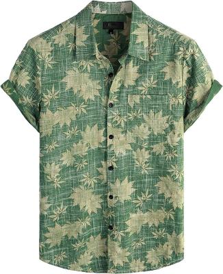 China Anti-pilling Men's Casual Front Pocket Hawaiian Shirts Shorts Sleeve Button Down Beach Shirts for sale