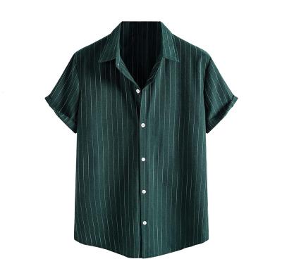 China Anti-pilling Men_s striped casual short sleeve shirt for sale