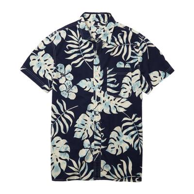 China Stylish Cool Casual Collar Front Button Allover Print Tropical Poplin Cotton Fabric Anti-pilling Summer Style Men's Short Sleeve Shirts for sale