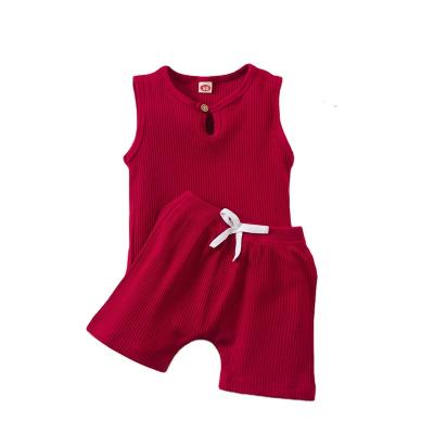 China 2022 Summer Boys Solid Color Casual Infant Tops Shorts Clothing Sets Summer Outfits Children Kids Clothing for sale