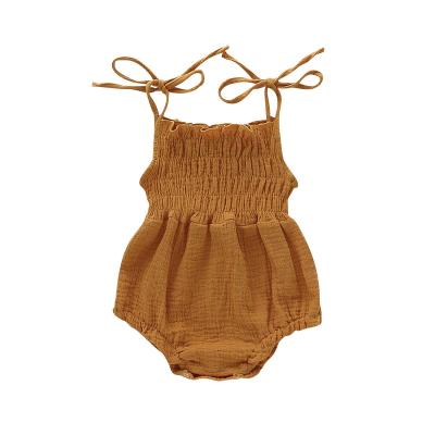 China Cotton Summer Babies Rompers Newborn Infant Sleeveless Kids Fashion Baby Clothes Solid Baby Sunsuit Jumpsuit for sale