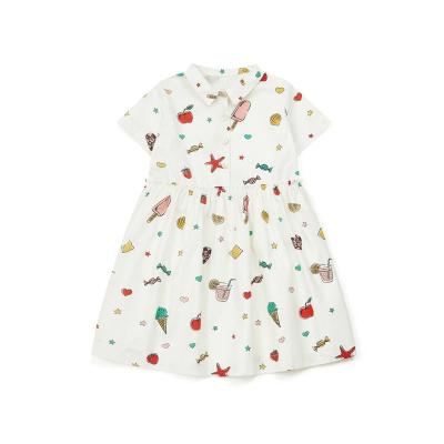 China 2022 summer new print washable cotton dress high quality kids clothes short sleeve girl sweet dress for sale