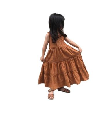 China Washable Baby Clothes 2022 Summer Solid Girls Dress Sleeveless Princess Dress Toddler Kids Girl Casual Dress for sale