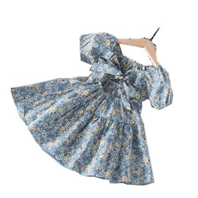 China 2022 New Washable Summer Kids Girls Dress Print Bow Floral Dresses For Girls Fashion Princess Children Clothing for sale