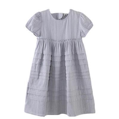 China 2022 Washable Kids Girls Dress Vintage Princess Midi Dress Basic Solid Clothing Soft Dress for sale