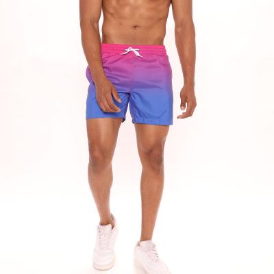 China 2022 Summer Men QUICK DRY New Drawstring Shorts Ombre Swim Trunks Male Casual High Quality Shorts Beach Shorts for sale