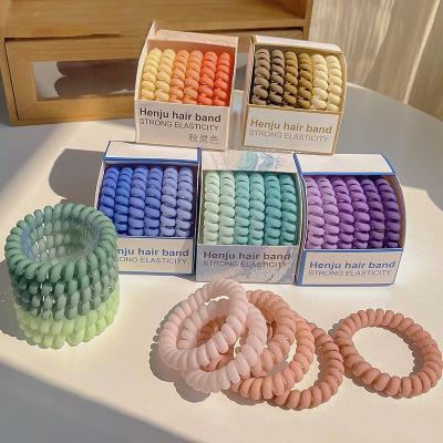 China Korean Hot Selling Hair Tie Spiralized Elastic Seamless Hair Ties Phone Coil Ponytail Band For Women Headbands Forgirls for sale