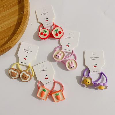 China New cartoon tie 2PCS/SET candy color cute resin elastic hair sprial hair ties for kids for sale