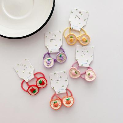 China New cartoon tie 2PCS/SET candy color cute resin elastic hair sprial hair ties for kids for sale