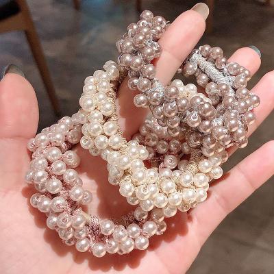 China New Korean Luxury Hair Accessories Pearl Scrunchies Elastic Hair Bands For Women Girls Hair Accessories for sale