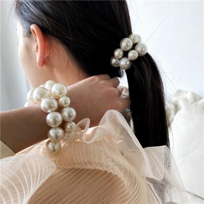 China New Korean Luxury Hair Accessories Pearl Scrunchies Elastic Hair Bands For Women Girls Hair Accessories for sale