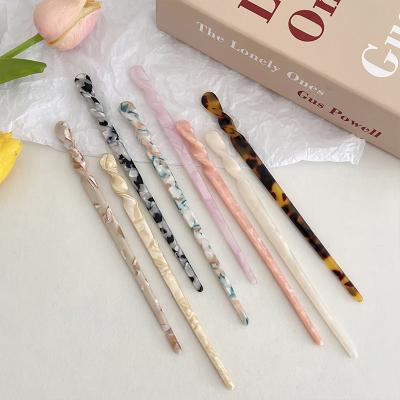 China New Arrival Hair Accessories Hairpins Clasp Marble Color Acetate Hair Wand Convenient Hair Forks Simply for sale