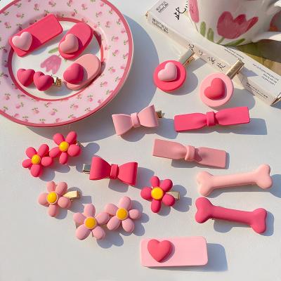 China New Arrival Fashion Hair Accessories New Arrival Fashion Korean Cute Cute Soft Pink Design Hair Clip Girls Hair Pins For Children's Hair Accessories for sale