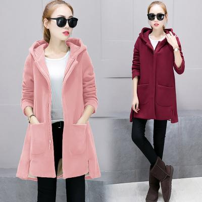 China Anti-wrinkle coats for women 2021 hooded plush cardigan jacket long warm plus size wool cashmere coat woman for sale