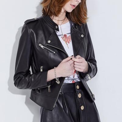 China Fashion QUICK DRY women slim real leather jackets genuine sheepskin womens locomotives leather jackets wholesale for sale