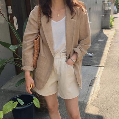 China Autumn Women Women Ladies Anti-Wrinkle Blazer Casual Jacket Slim Long Sleeve Cotton And Canvas Brown Blazer for sale