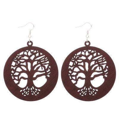 China TRENDY Flower Holiday Custom Hawaiian Wooden Earings Earrings Wholesale Polynesian Jewelry for sale