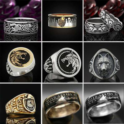 China Dominant series of the ring other factory direct sales custom high quality wolf temperament ring men's senior hippie retro old for sale