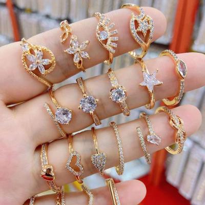 China Custom Jewelry Fashion Cubic Diamond Gemstone Rings 18K Gold Plated Heart Butterfly Snake Brass Cubic Zirconia Ring For Women for sale