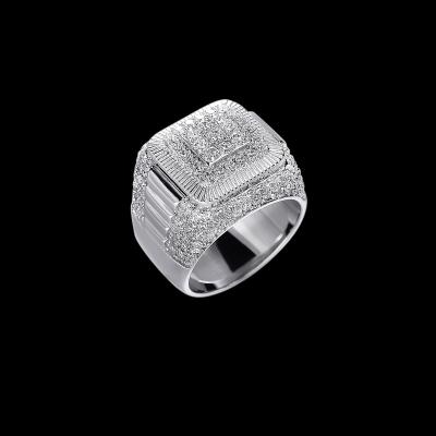 China High Quality Hiphop HipHop Jewelry 925 Sterling Silver Rhodium Plating Mens Rings for sale