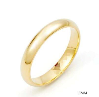 China 10K/14K/18K/24K Gold Ring 3mm Yellow Gold Plain Men's and Women's Wedding Band Classic Solid Ring for sale