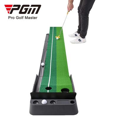 China Golf Putting Practice PGM 2.5M / 3M Golf Putting Mat Putting Trainers Golf Mats With Automatic Ball Return Track And Barrier for sale