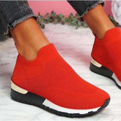 China Fashion Trend Sneakers Women Shoes Ladies Shoe Slip On Knit Solid Color Sneakers For Female Sport Mesh Casual Shoes For Women 2021 for sale