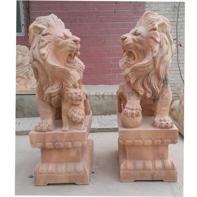 China Traditional Life Size Marble Statue Lion Statue Sculpture Factory Price Stone Roaring Lion for sale