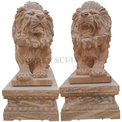 China Traditional Life Size Marble Statue Lion Statue Sculpture Factory Price Stone Roaring Lion for sale